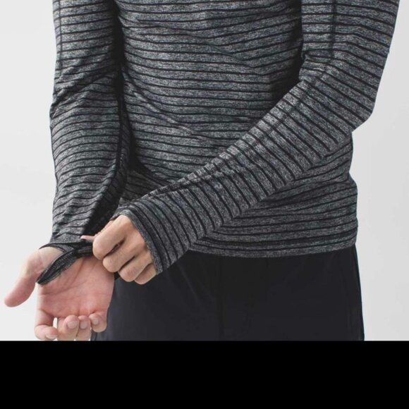 Lululemon Athletica Men's Surge Warm Grey/Black Long Sleeve Half Zip Shirt Large - Picture 5 of 16